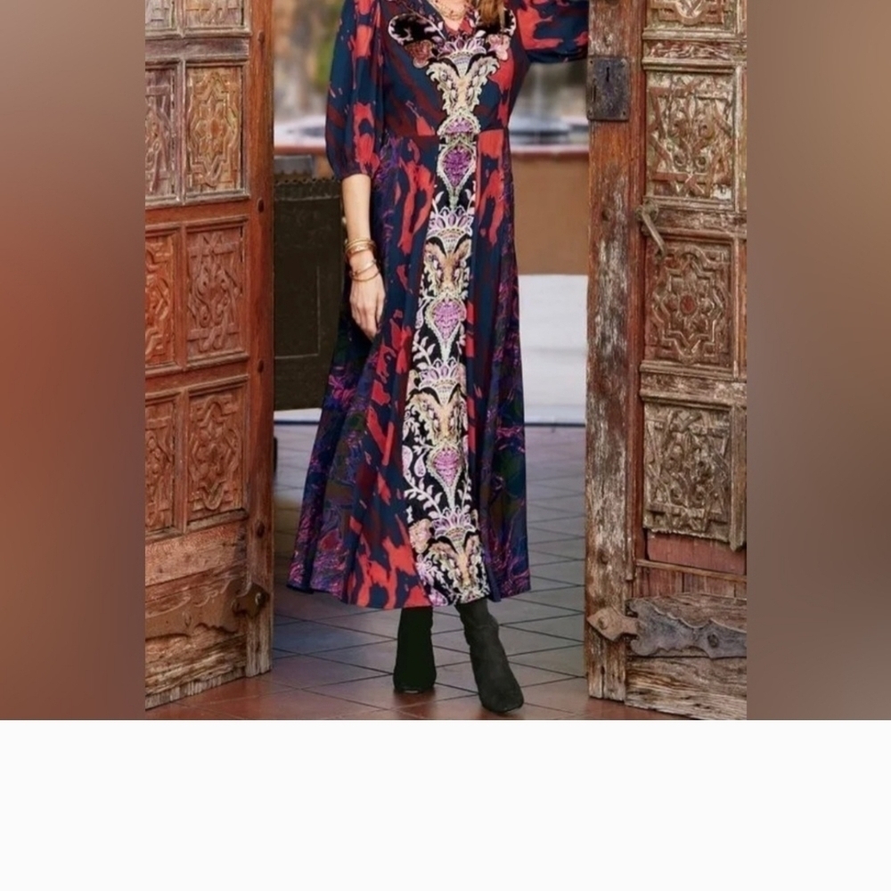 Soft Surroundings Elegant Multicolor Maxi Dress Size 12 - Picture 1 of 9